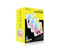 Corsair iCUE Link LX120-R RGB 120mm Ventilador Inverso PWM - Kit de Triple Ventilador - Bajo Nivel de Ruido, Cojinete de Cúpula Magnética, Lazos de Luz Duales, Tornillos QuikTurn™, Cero RPM - Blanco
