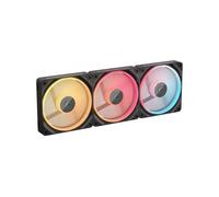 Corsair iCUE Link LX120-R RGB 120mm Ventilador Inverso PWM - Kit de Triple Ventilador - Bajo Nivel de Ruido, Cojinete de Cúpula Magnética, Lazos de Luz Duales, Tornillos QuikTurn™, Cero RPM - Negro