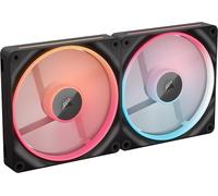 CORSAIR iCUE Link LX140-R RGB 140mm Ventilador Inverso PWM - Kit de Doble Ventilador - Bajo Nivel de Ruido, Cojinete de Cúpula Magnética, Lazos de Luz Duales, Tornillos QuikTurn™, Cero RPM - Negro