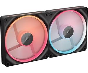 CORSAIR iCUE LINK LX140-R RGB 140mm Ventilador Inverso PWM - Kit de Doble Ventilador - Bajo Nivel de Ruido, Cojinete de Cúpula Magnética, Lazos de Luz Duales, Tornillos QuikTurn™, Cero RPM - Negro