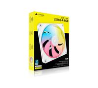 CORSAIR iCUE Link LX140-R RGB 140mm Ventilador Inverso PWM - Ventilador Único - Bajo Nivel de Ruido, Cojinete de Cúpula Magnética, Lazos de Luz Duales, Tornillos QuikTurn™, Cero RPM - Blanco