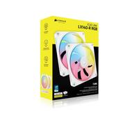 CORSAIR iCUE Link LX140-R RGB 140mm Ventilador Inverso PWM - Kit de Doble Ventilador - Bajo Nivel de Ruido, Cojinete de Cúpula Magnética, Lazos de Luz Duales, Tornillos QuikTurn™, Cero RPM - Blanco