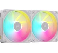 CORSAIR iCUE LINK LX140 RGB 140 mm PWM Ventiladores - Paquete Doble, Blanco | Lazos de Luz Duales, Incluye Hub de Sistema iCUE LINK, Tecnología CORSAIR AirGuide