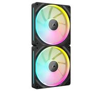 Corsair iCUE Link LX140 RGB 140 mm PWM Ventiladores Paquete Doble - Lazos de Luz Duales - Incluye Hub de Sistema iCUE Link - Tecnología Corsair AirGuide - Negro