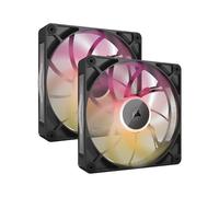 CORSAIR iCUE Link RX140 MAX RGB 140 mm PWM Ventilador Gruesos con iCUE Link System Hub - Alta Presión Estática - Rodamiento Magnético de Cúpula - Pack Doble - Negro