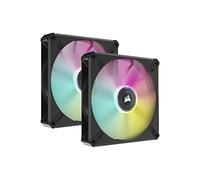 Corsair iCUE ML140 RGB ELITE, 140 mm Ventilador PWM de Levitación Magnética con Lighting Node CORE (Tecnología AirGuide, Funciona a Velocidades 1.600 RPM) Paquete de 2 Unidades, Negro (CO-9050115-WW)