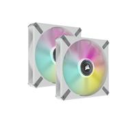 Corsair iCUE ML140 RGB ELITE Ventilador PWM (Tecnología AirGuide de Corsair, Cojinete de Levitación Magnética, Bajo Nivel de Ruido, iCUE Lighting Node CORE Incluido) Paquete Doble - Blanco