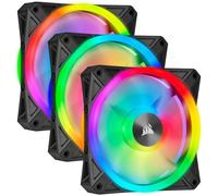 Corsair iCUE QL120 RGB, Ventilador LED RGB de 120 mm, Direccionables Individualmente, De Hasta 1500 RPM, Silencioso, Amortiguadores Antivibraciones, Paquete Triple con Lighting Node CORE, Negro