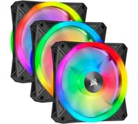 Corsair iCUE QL120 RGB, Ventilador LED RGB de 120 mm, Direccionables Individualmente, De Hasta 1500 RPM, Silencioso, Amortiguadores Antivibraciones, Paquete Triple con Lighting Node CORE, Negro