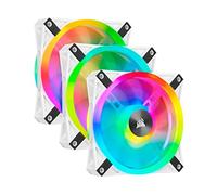 Corsair iCUE QL120 RGB, Ventilador LED RGB PWM de 120 mm (102 LED RGB Controlables Individualmente, Velocidades de Hasta 1500 rpm, Bajo Nivel de Ruido) Paquete de 3 con Lighting Node Core - Blanco