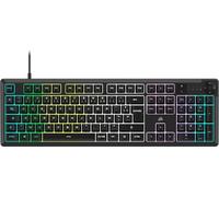 Corsair K55 Core RGB Teclado de juego con cable a membrana - Interruptores reactivos - Resistencia a salpicaduras - Ten-Zone RGB - Teclas multimedia - Compatible con iCUE - AZERTY FR - PC, Mac - Negro