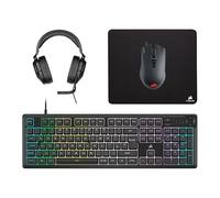 Corsair K55 CORE Teclado para juegos con membrana RGB, interruptores silenciosos y receptivos - Resistencia a derrames - RGB de 10 zonas - teclas multimedia - Compatible con iCUE - QWERTY UK - PC, Mac