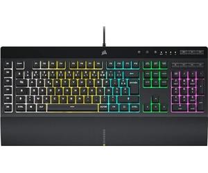 Corsair K55 RGB Pro Teclado de Juego con Membrana - IP42 Resistente al Polvo y a Las Salpicaduras - 6 Teclas Macro Integración Elgato - Compatible con iCUE - AZERTY BE - PC, Mac, Xbox - Negro