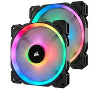 Corsair LL140 RGB Ventilador de PC (140 mm, Doble Halo RGB LED PWM) con Lighting Node PRO, paquete de 2 piezas