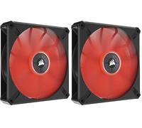 CORSAIR ML140 LED ELITE, ventilador LED rojo de levitación magnética de 140 mm con tecnología AirGuide, paquete simple (Paquete de 2)