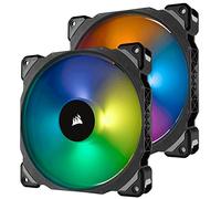 Corsair ML140 PRO RGB LED Ventilador de levitación magnética PWM - Paquete de 2 ventiladores con Lighting Node PRO (Velocidad de 400 a 1.600 RPM, Iluminación dinámica RGB, Control PWM completo) Negro