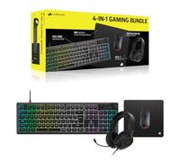 Corsair Paquete de Videojuegos 4 en 1 (2026) K55 Core RGB Teclado - Negro | QWERTY ES, Auriculares HS35 v3, Harpoon RGB PRO Ratón de Precisión, MM Alfombrilla Mediana Antideshilachado