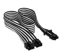 Corsair Premium PCIe 5.0 de 600 W/Cable PSU Gen 5 12VHPWR - Apto para PCU Type-4 Mediante Conector PCIe Doble de 8 Patillas - Conector de 12+4 Patillas - Fundas Paracord con Malla - Negro/Blanco