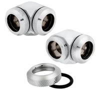 Corsair Hydro X Series, XF Hardline Conectores 14 mm DE 90° DE, Pack de Dos Unidades (Hechos de Latón Sólido, Diseño de Compresión para Tubos Rígidos con Junta Tórica Doble) Cromo