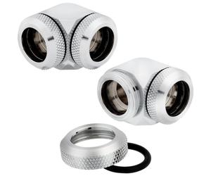 Corsair Racro 14 mm de 90° Hydro X Series XF Rígido Pack de 2 Unidades Cromado