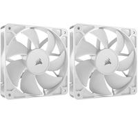 CORSAIR RS120 120 mm PWM Ventilador - Conexión en Cadena - Bajo Nivel de Ruido - Rodamiento de Cúpula Magnética - Paquete Sencillo - Blanco (Paquete de 2)