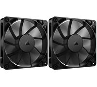 CORSAIR RS120 120 mm PWM Ventilador - Conexión en Cadena - Bajo Nivel de Ruido - Rodamiento de Cúpula Magnética - Paquete Sencillo - Negro (Paquete de 2)
