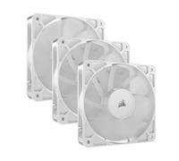 CORSAIR RS120 120 mm PWM Ventiladores - Conexión en Cadena - Bajo Nivel de Ruido - Rodamiento de Cúpula Magnética - Paquete Triple - Blanco