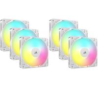CORSAIR RS120 ARGB 120 mm PWM Ventiladores - Conexión en Cadena - Bajo Nivel de Ruido - Rodamiento de Cúpula Magnética - Paquete Triple - Blanco (Paquete de 2)
