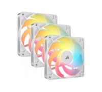 CORSAIR RS120-R ARGB 120mm PWM Ventilador Flujo Inverso - Conexiones ARGB de +5V, 8 LED RGB, Alta Presión, Cadena Daisy, Rodamiento Magnético, Zero RPM, Pack de 3 - Blanco