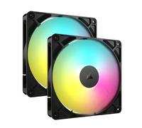 CORSAIR RS140 ARGB 140 mm PWM Ventiladores - Conexión en Cadena - Bajo Nivel de Ruido - Rodamiento de Cúpula Magnética - Paquete Doble - Negro