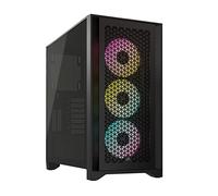 Corsair Semitorre iCUE 4000D RGB Airflow, 3 Ventiladores AF120 RGB Elite - Controlador iCUE Lighting Node Pro - Diseño de Alto Flujo de Aire - Negro