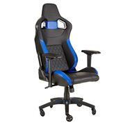 Corsair T1 Race - Silla de Polipiel Videojuegos (Fácil de Ensamblar, Giratoria Ergonómica, Altura Ajustable y Reposabrazos 4D, Asiento Ancho y Cómodo con Reclinador Alto) Azul