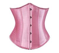Corsé Clásico de Satén para Mujer Corpiño Steampunk Vintage Plus Size Cintura Cincher Shapewear (Color : Pink, Size : M)