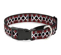Corsé con Hebilla hacia Abajo con Encaje Rojo/Negro Martingale Collar de Perro, 3,8 cm de Ancho, para cuellos de 45 a 81 cm