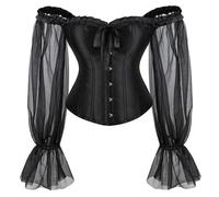 Corsé Corsé Bustier Tradicional Europeo de Satén con Ballenas para una Tallada y Elegante, Le Noir, S