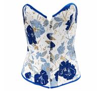 Corsé Corsé Corsé Mujer Estilo Corte Floral Pintado - Shapewear para esculpir y Galber el pecho, sin tirantes para Halloween romántico, fiesta temática o retrato, Azul65, L