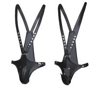 Corsé de cuero punk para hombre, lencería BDSM masculina, cincher ajustable con cordones para juegos eróticos, outfit gótico para club nocturno y rol dominante/sumiso