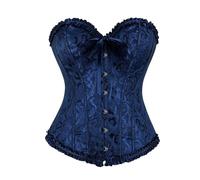 Corsé de encaje para mujer, corsé gótico, 02 azul oscuro., 5X-Large