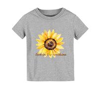 Corsé de manga corta para niñas, estampado de girasol, Live in THE Sunshine, para niños y niñas, camisas de verano de color sólido para niñas grandes (gris, 8-10 años)