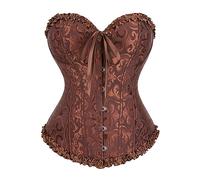 Corsé de mujer elegante vintage elegante moldeador cinturón corset adelgazante Halloween medieval corpiño top gótico satén encaje corsés pirata waist trainer carnaval elástico Shapewear Lencería, café