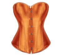 Corsé de mujer sexy Overbust Curvy Adelgazante Corpiño Top moldeador Medieval Push Up Cinturón Corset Contenedor Satén Lace Up Shapewear Lencería Carnaval Elástica Faja Corsés, NARANJA, XS