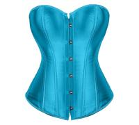Corsé de mujer sexy Overbust Curvy Adelgazante Corpiño Top moldeador Medieval Push Up Cinturón Corset Contenedor Satén Lace Up Shapewear Lencería Carnaval Elástica Faja Corsés, Cielo azul., XS