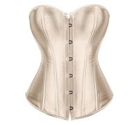 Corsé de mujer sexy Overbust Curvy Adelgazante Corpiño Top moldeador Medieval Push Up Cinturón Corset Contenedor Satén Lace Up Shapewear Lencería Carnaval Elástica Faja Corsés, beige, XS