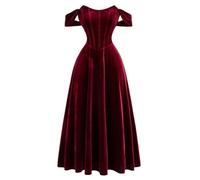 Corsé de Vestido Retro con diseño Espina Pescado Artificial Rojo Sexy y romántico Gran tamaño(M)