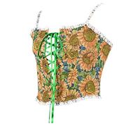 Corsé para mujer, estilo medieval, con cordones, corsé de pecho completo, corsé con tirantes, bajo el pecho, cintura, espaguetis, corpiño de fiesta, fiesta, disfraz de clubwear, amarillo, L