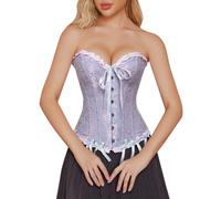 Corsé para mujer, medieval, tallas grandes, corsé elegante, corpiño completo, azul, 5XL
