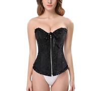 Corsé para mujer, sexy, elástico, túnica bordada, bustier clásico, push up gótico, bustier top corpiño jacquard encaje floral, borde de vientre plano, corsé top carnaval, juego de regla de Navidad