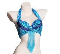 Corsé Rhinestones Bra Sujetador Halter for mujer, sujetador con flecos y cuentas de lentejuelas, traje de baile con borlas, sujetador for danza del vientre, Top Sexy, sujetador de baile nocturno, suje