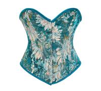 Corsé Sexy con estampado Floral azul y blanco para mujer, Top tipo corpiño, ropa gótica, lencería femenina Vintage, ropa moldeadora