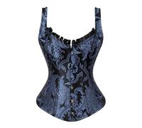 Corset De Mujer Top - Corsé Top Chaleco Shaper Bustiers Corsés Lencería Burlesca Overbust Corsé Ropa Gótica Vintage Ramillete Medieval Damas,Azul,L